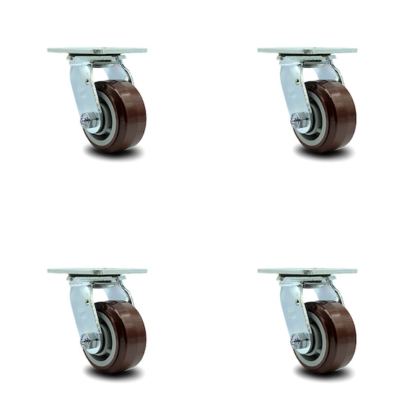 4 Inch Polyurethane Wheel Swivel Caster Set with Ball Bearing